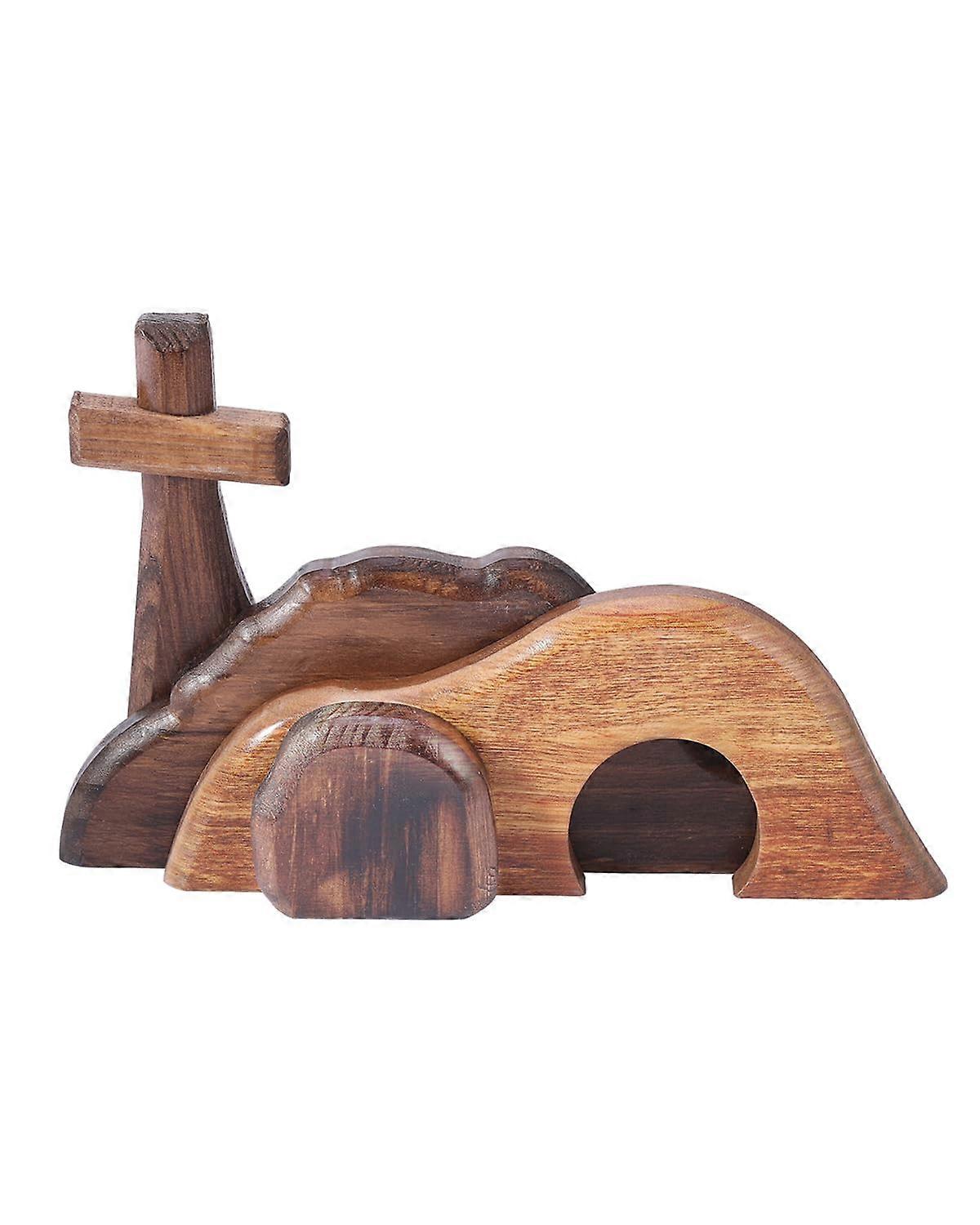 Easter Nativity Scene Wooden Resurrection Decor Handcrafted Rustic Christian Tabletop Set Ideal Gift