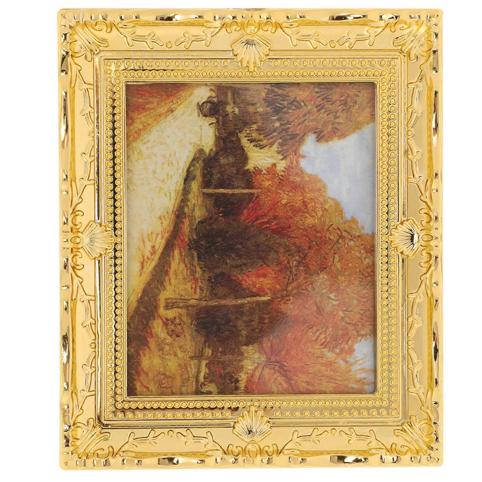 Miniature Picture Frames Elegant Frame Realistic Miniature Artwork for Simulation Model Home Decor Multi 7.70X6.50X1.00CM Resin 1Pack