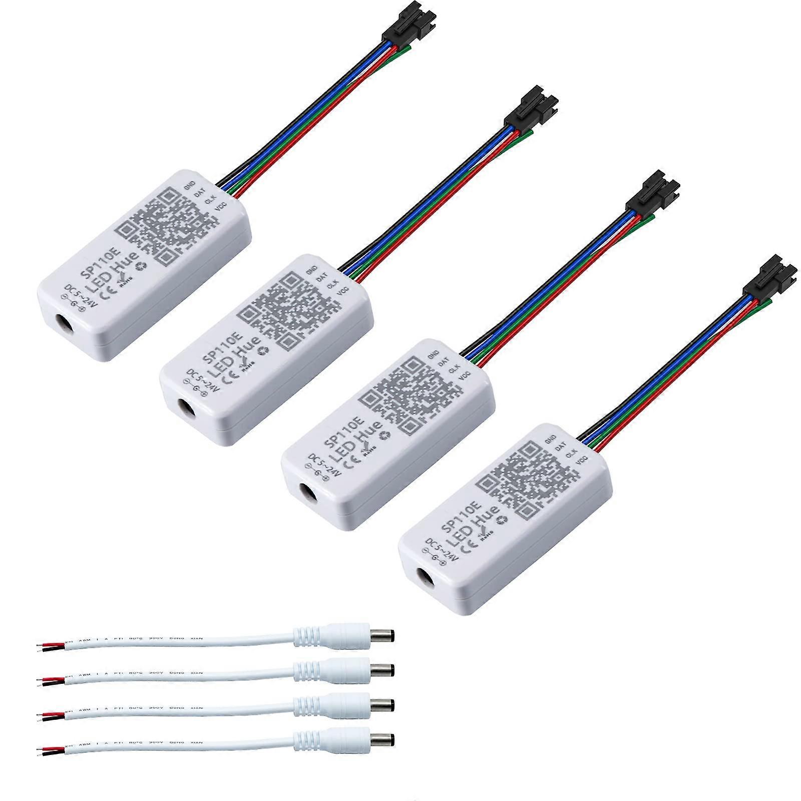 SP110E Bluetooth LED Strip Controller 4Pack for WS2812B SK6812 RGBIC, App Control 524V