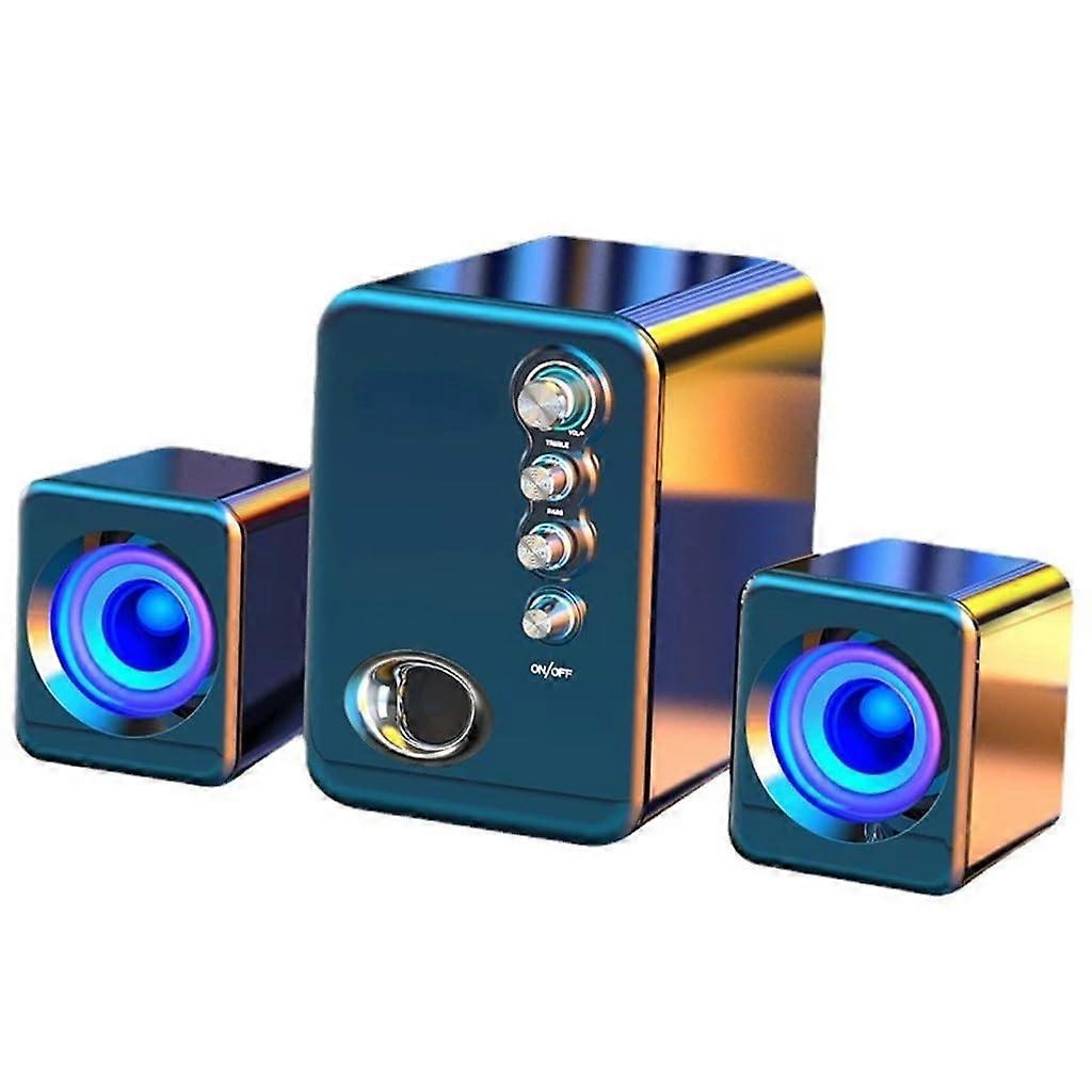 Desktop Speakers 2.1 Subwoofer System Compatible With Laptop Audio, Small Desktop Speaker, Light Grey Model D