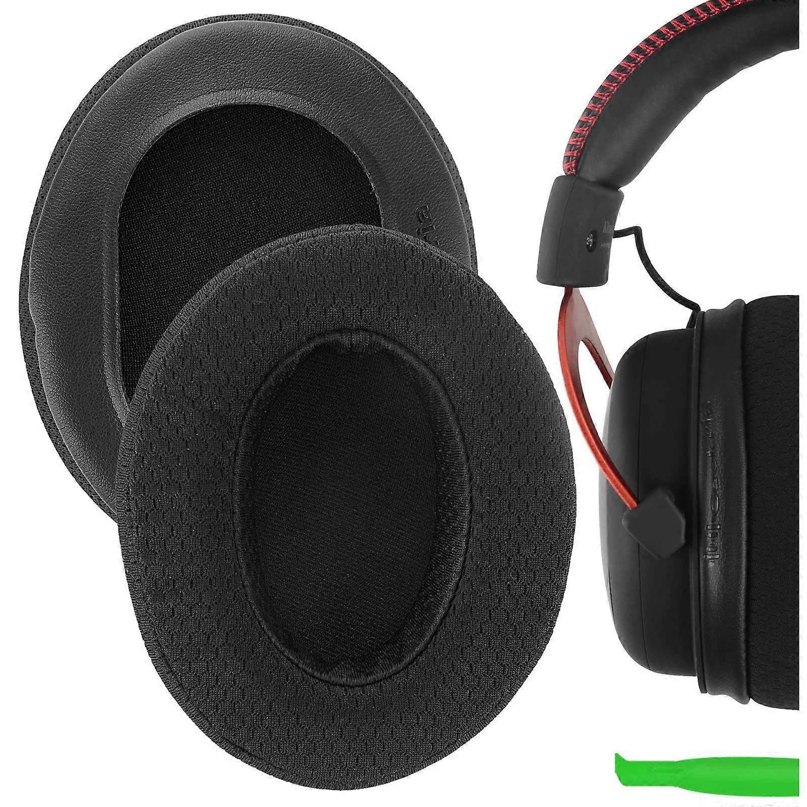 Comfort Extra Thick Mesh Fabric Replacement Ear Pads for HyperX Cloud III Alpha Cloud Flight Stinger Black