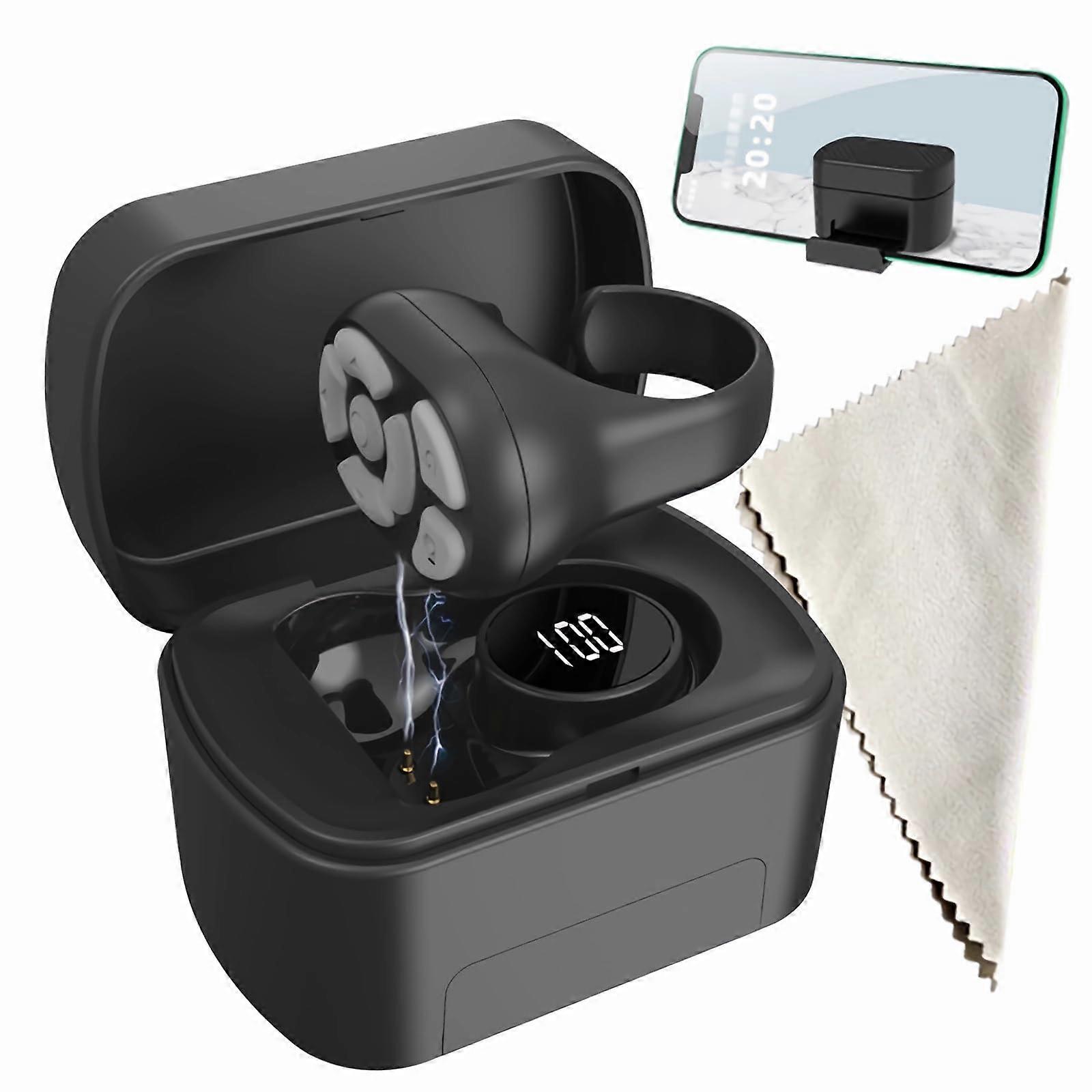 Bluetooth Camera Remote Smart Ring Controller Compatible with TikTok Scrolling and Kindle Page Turning Black