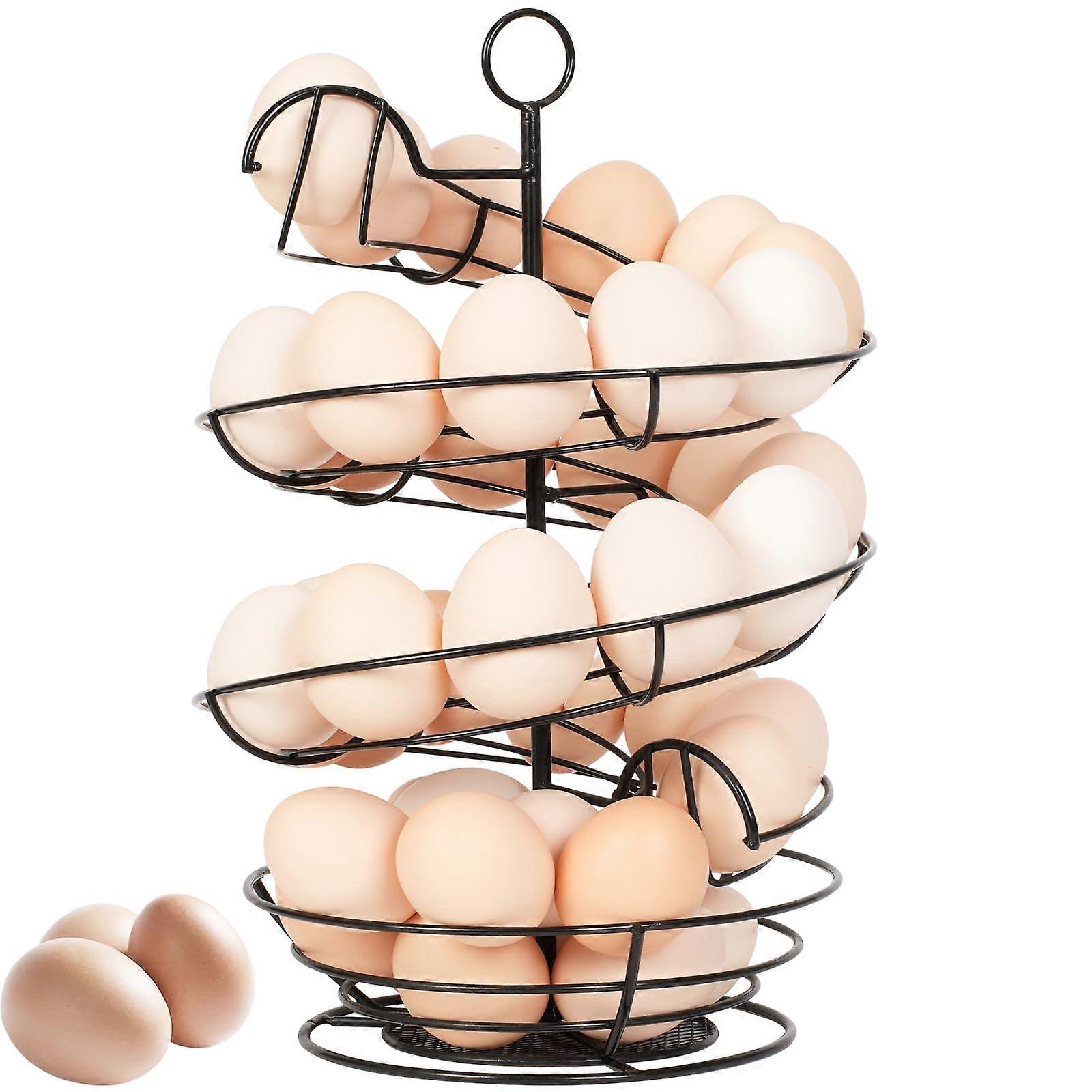 Spiral Egg Holder with Large Capacity, Durable Iron Countertop Storage Rack for Farmhouse Kitchen
