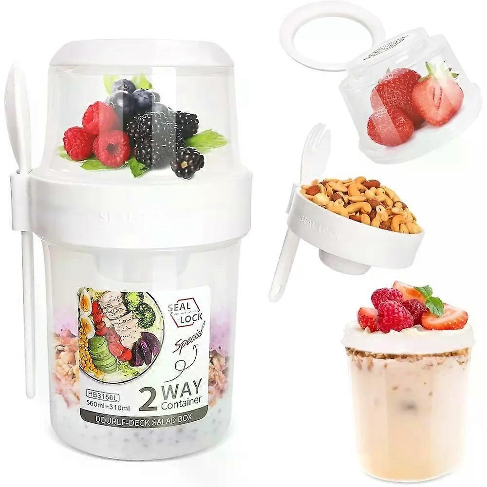 Salad Cup Breakfast Cups Portable Food Storage Bento Box Oatmeal Cereal Nut Yogurt Container Set with Fork for School