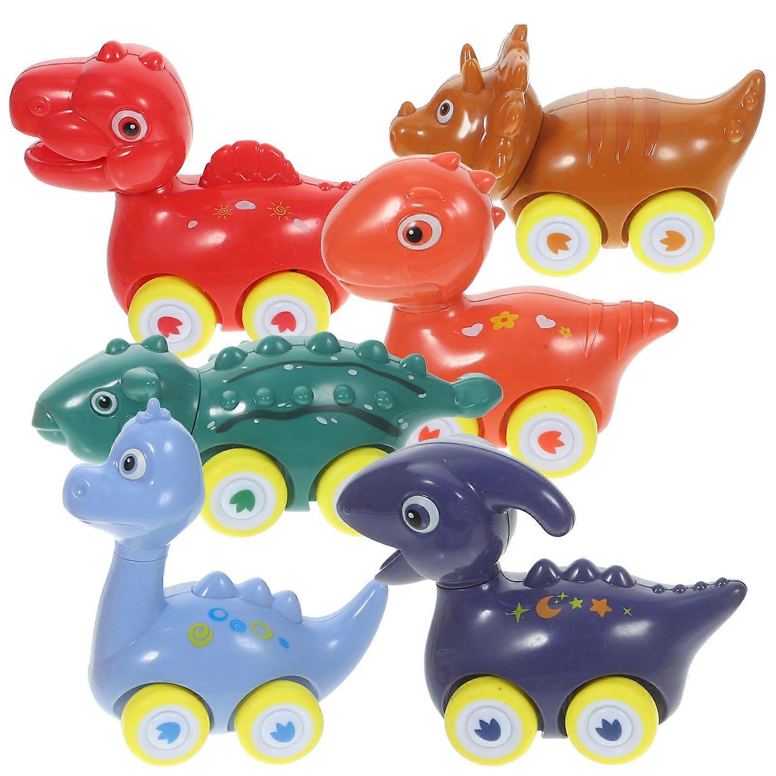 6pcs Dinosaur Car Toy Pull Back Inertia Plastic Cartoon Toy Cars