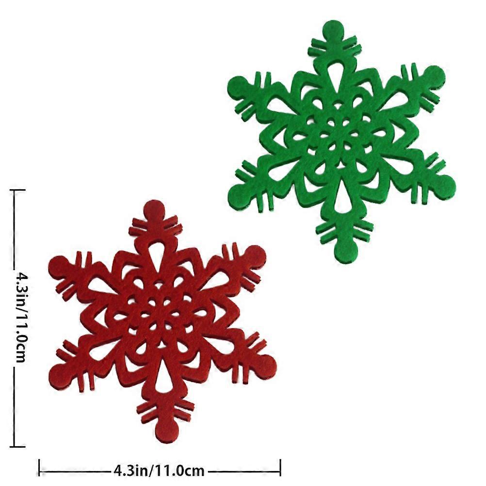 Festive Snowflake Coaster Non-Woven Fabric Red for Christmas 2Sets