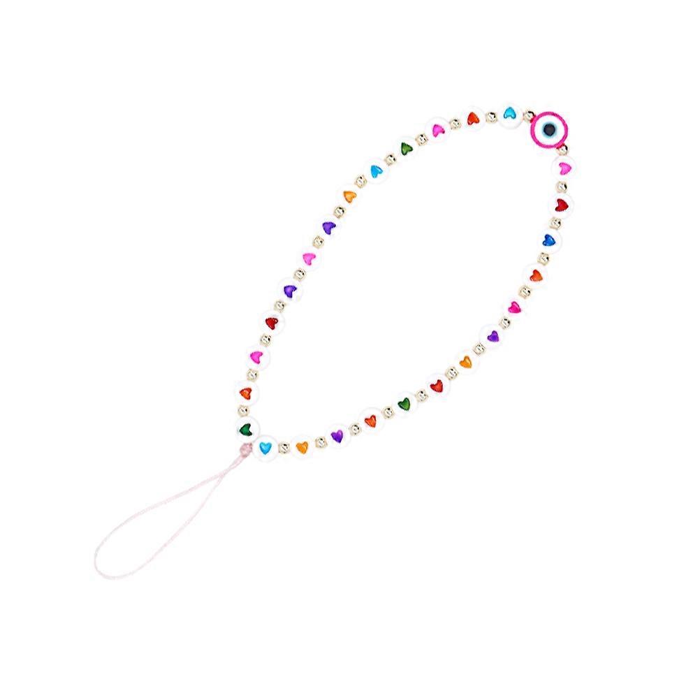 Beaded Phone Charm Loving Heart Wrist Strap for Decor