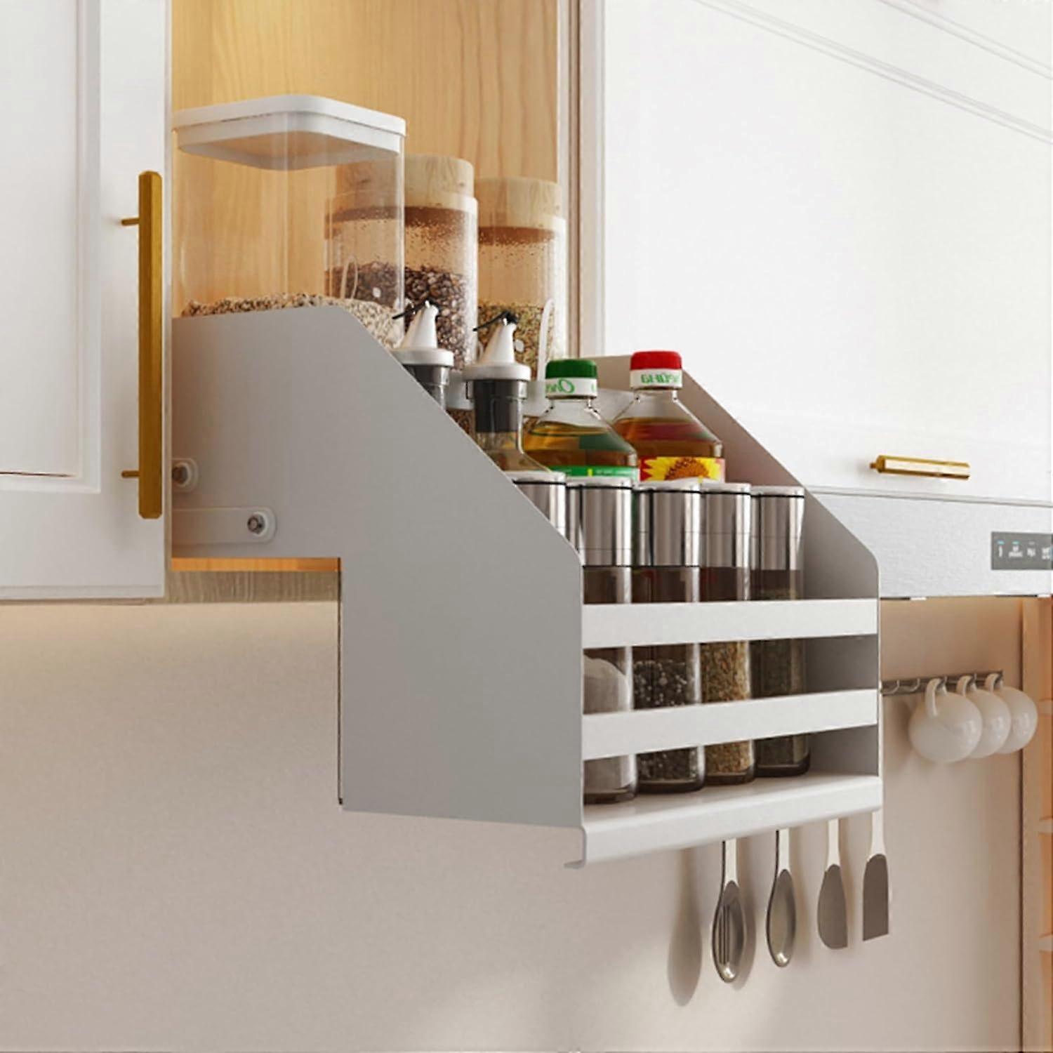 Pull Down Cabinet Organizer with Smooth PullDown Action, TwoTier RustResistant Kitchen Shelf