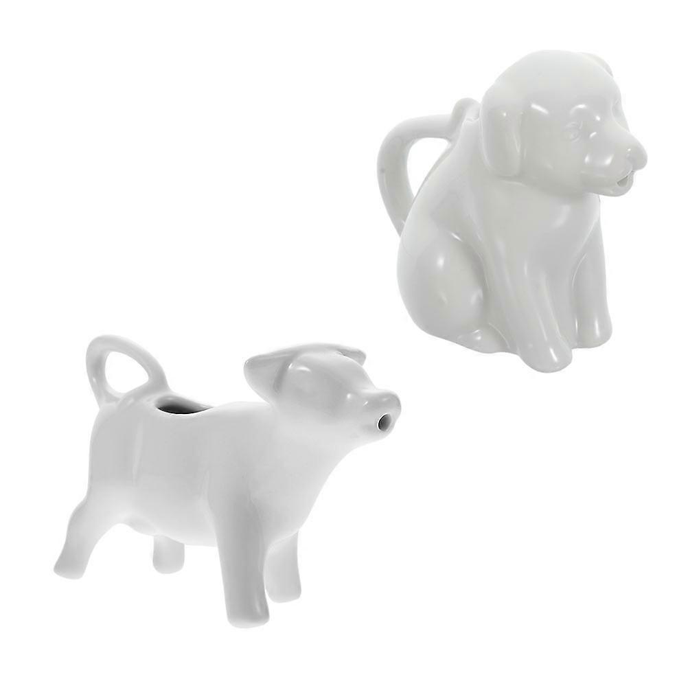 Animal Shape Ceramic Milk Jug for Serving Cream 2Pcs with Handle