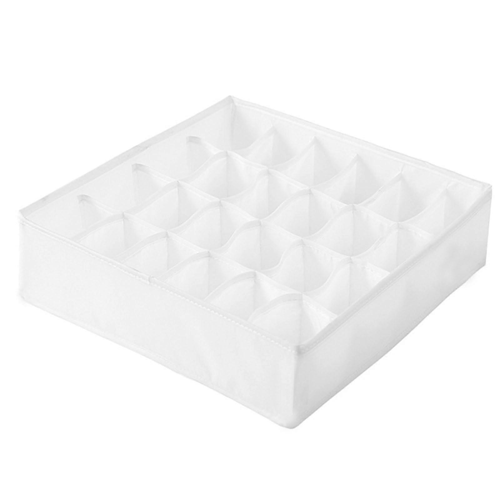 Drawer Organizers Foldable 24Compartment Closet Storage Boxes for Socks Underwear Bras White