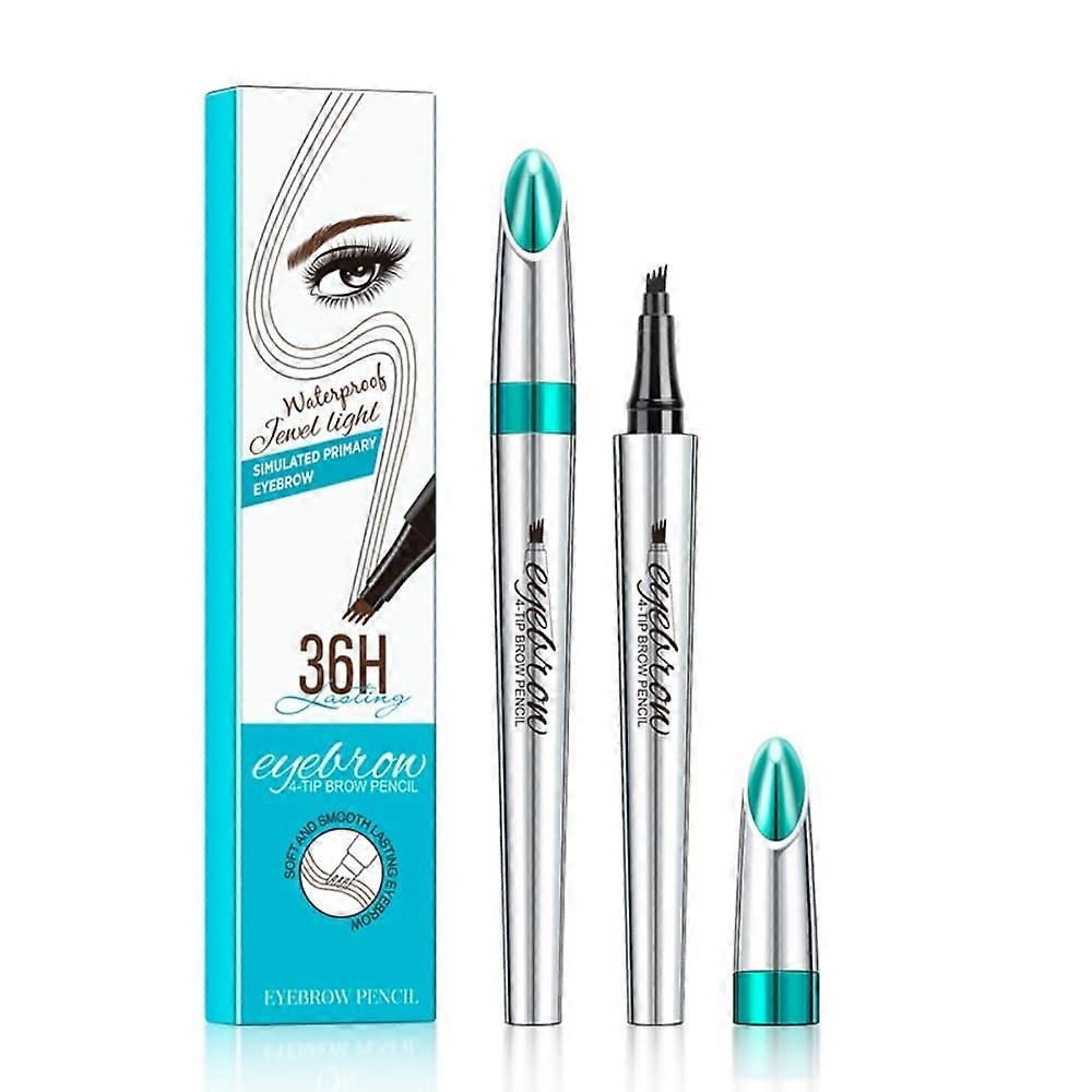 Waterproof Microblading Eyebrow Pen with 4 Tip Applicator, LongLasting Natural 3D Brow Effect, Black