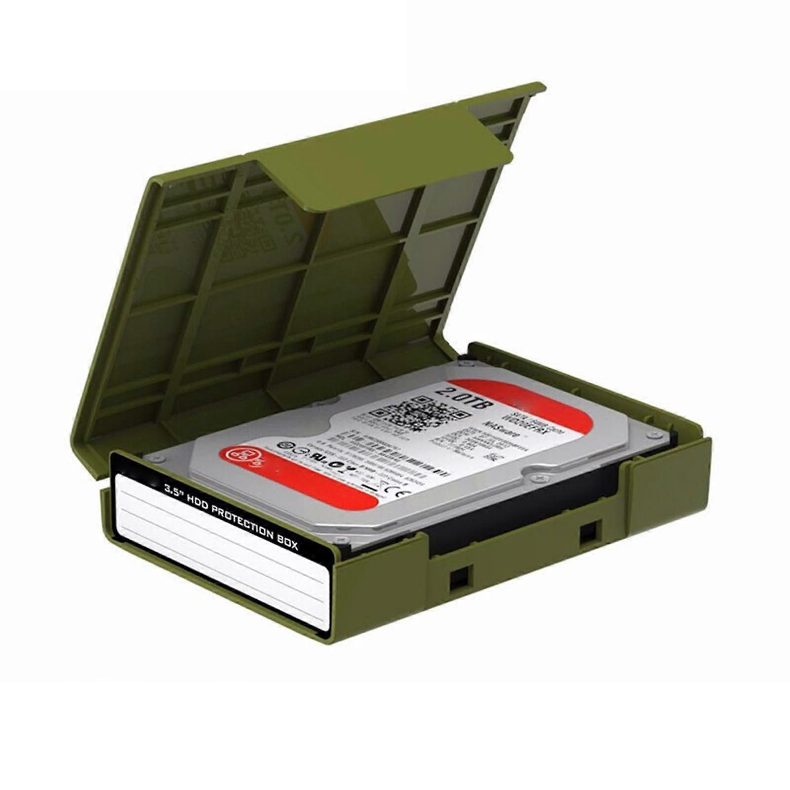Hard Drive Protective Case Green 3.5 Inch Shockproof Foam Padded HDD Storage Box for Safe Data