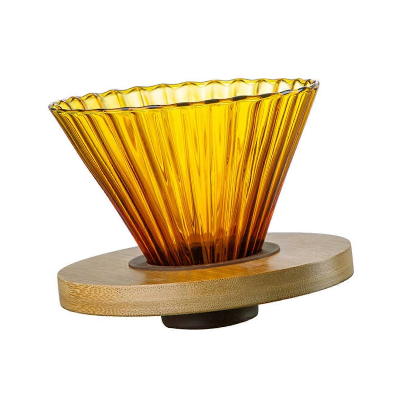 Pour Over Coffee Maker Borosilicate Glass Dripper with Wooden Base for Home Brewing