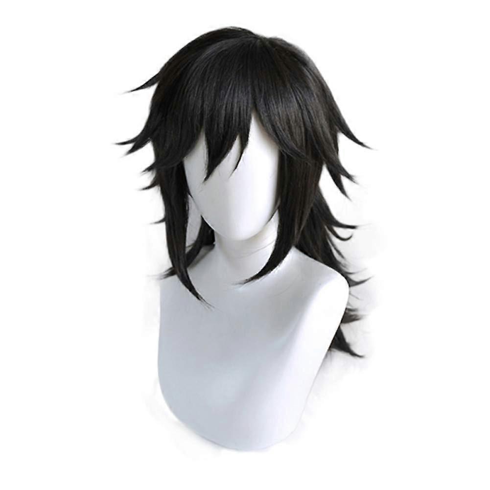 Anime Cosplay Wig Heat Resistant Long Black Ponytail Adjustable Cap