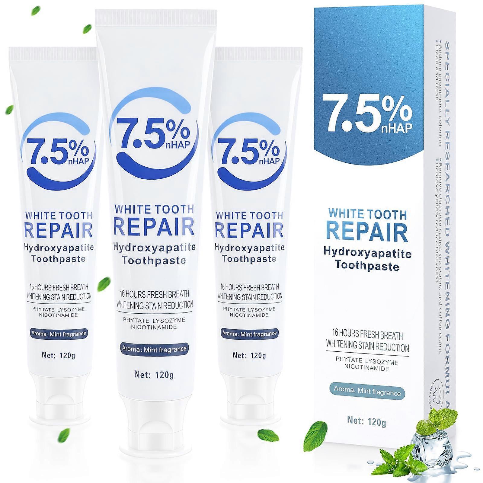 Nano Hydroxyapatite Toothpaste 3 Pack for Enamel , Sensitivity Relief and Fresh Breath