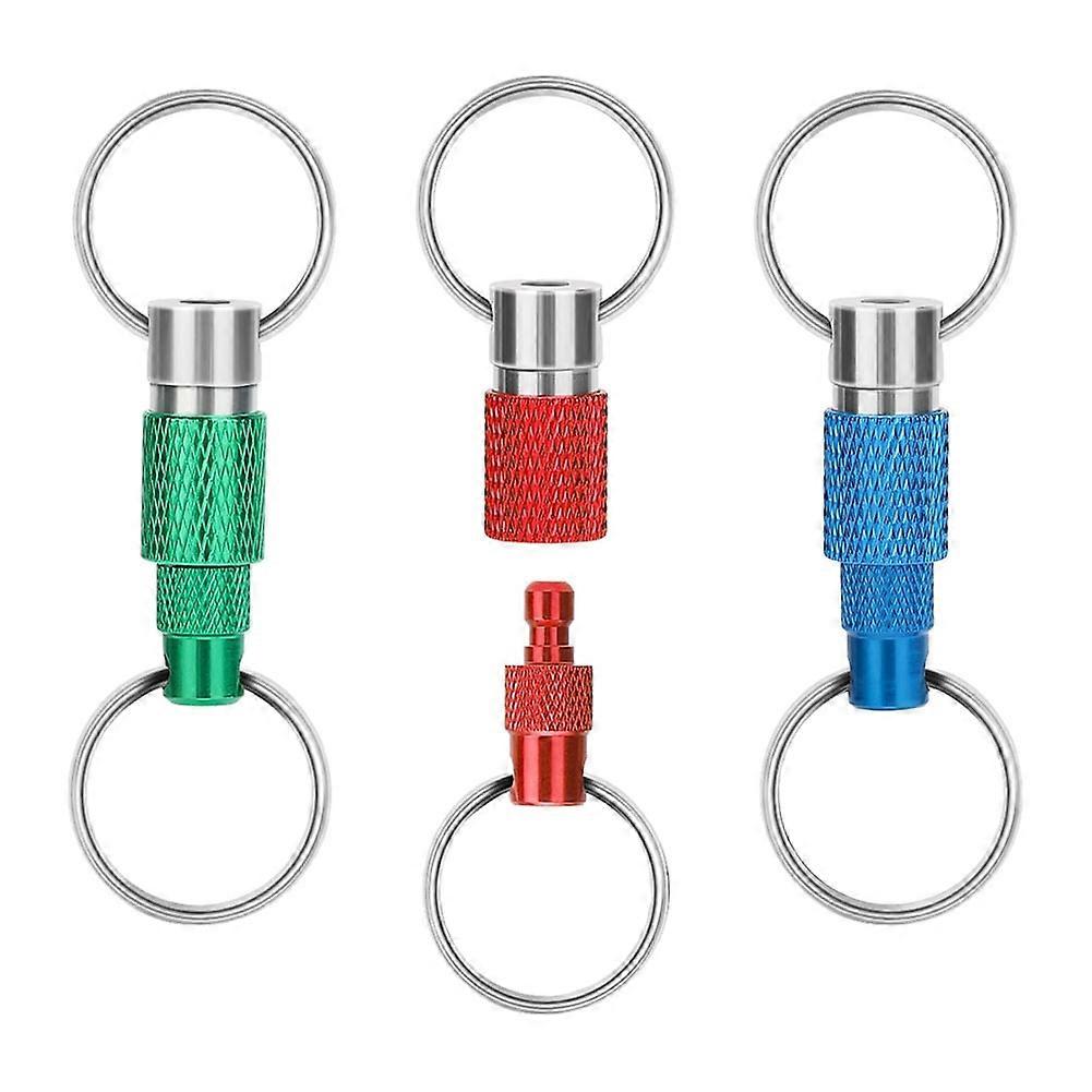 3pcs Quick Release Detachable Keychain, Double Rings Pull Apart Keychain, Spring Split Snap Seperate Keychain