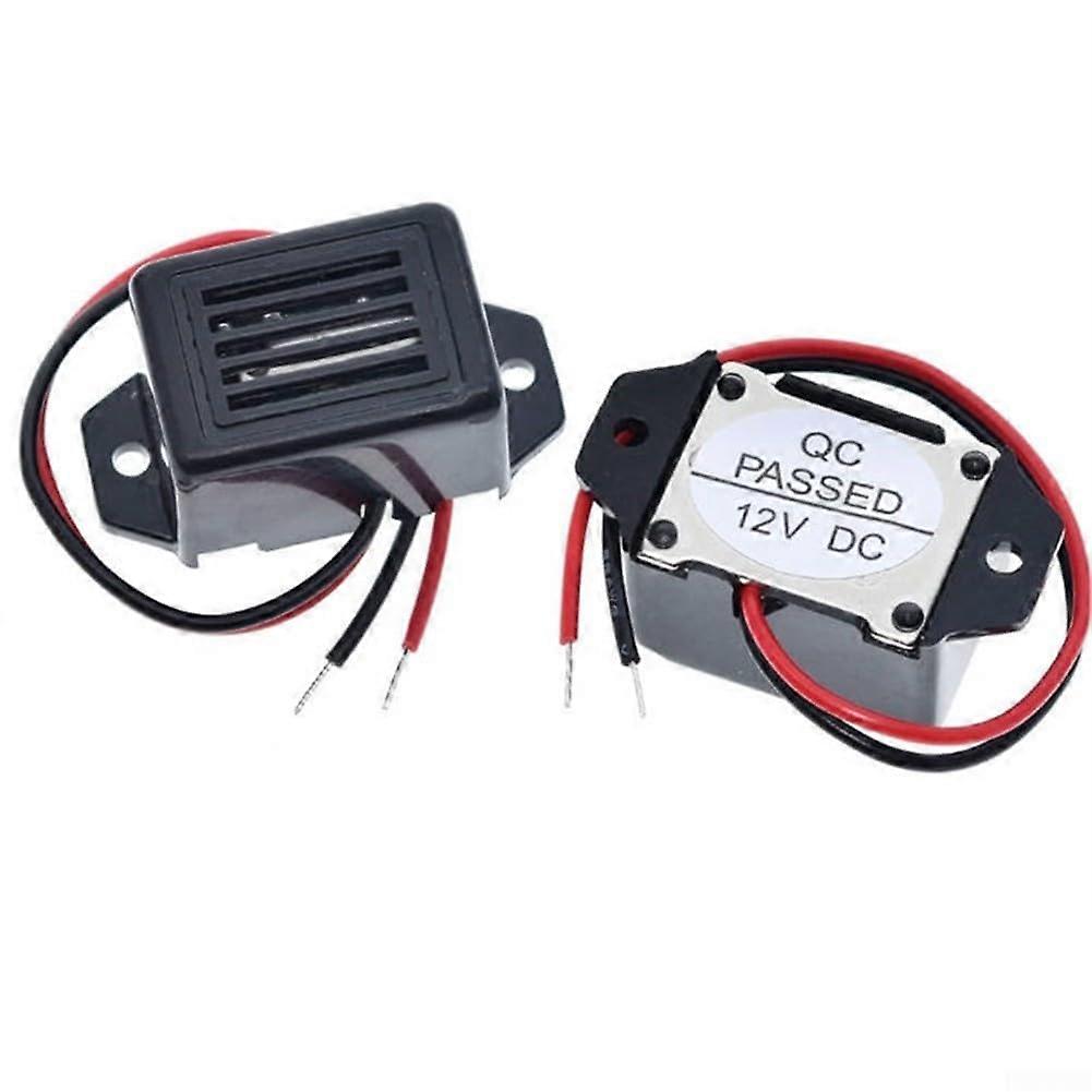 12V Loud Alarm Buzzer with Wire, 85dB Active Piezo Sounder for Security Systems, Compact Size
