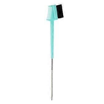 Escova de controle de contorno 2 em 1, ferramenta dupla para estilizar cabelo e sobrancelhas com cerdas de aço, azul claro.