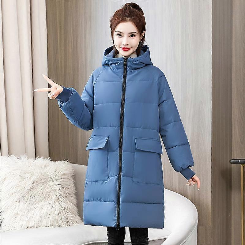 Plus Size XL-8XL Winterjas voor Vrouwen met Capuchon, Casual Warm, Dikke Katoenen Gewatteerde Lange Parka's met Zakken