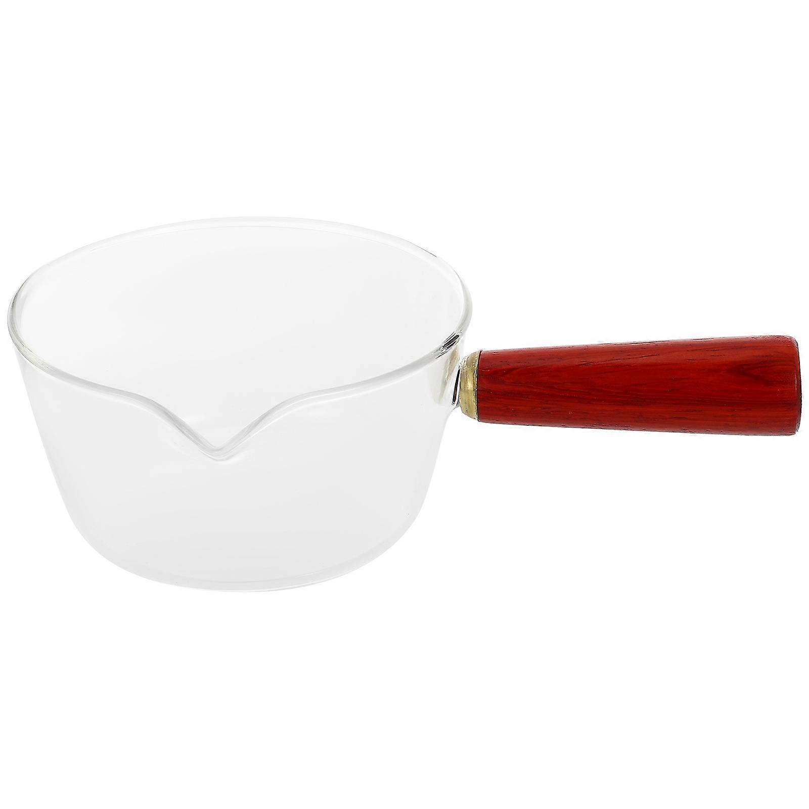 Small Pot Heating Pot for Home Use Transparent Wooden Handle