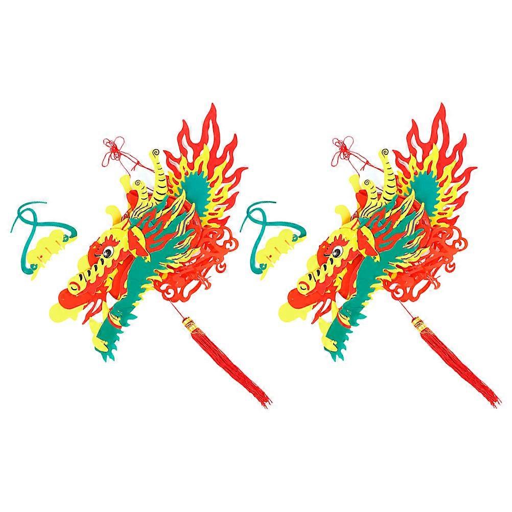 Chinese Dragon Lantern Decorative Hanging Ornaments for Decor 2Pcs Red