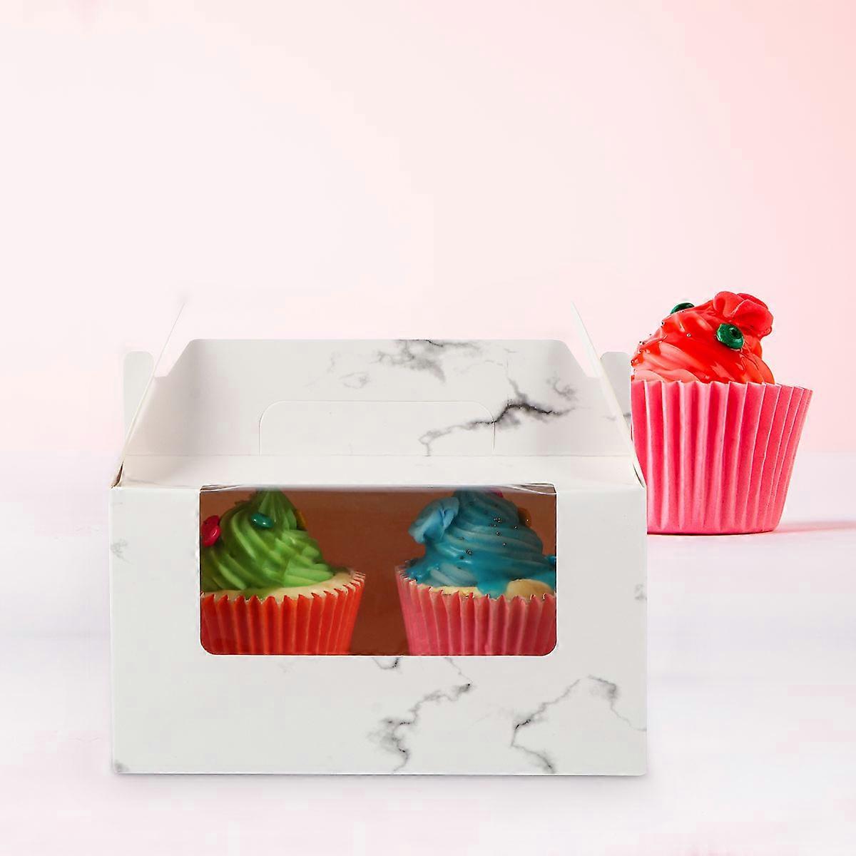 Muffin Box for Storage Use 10Pcs Marbling Paper Cake Container Assorted