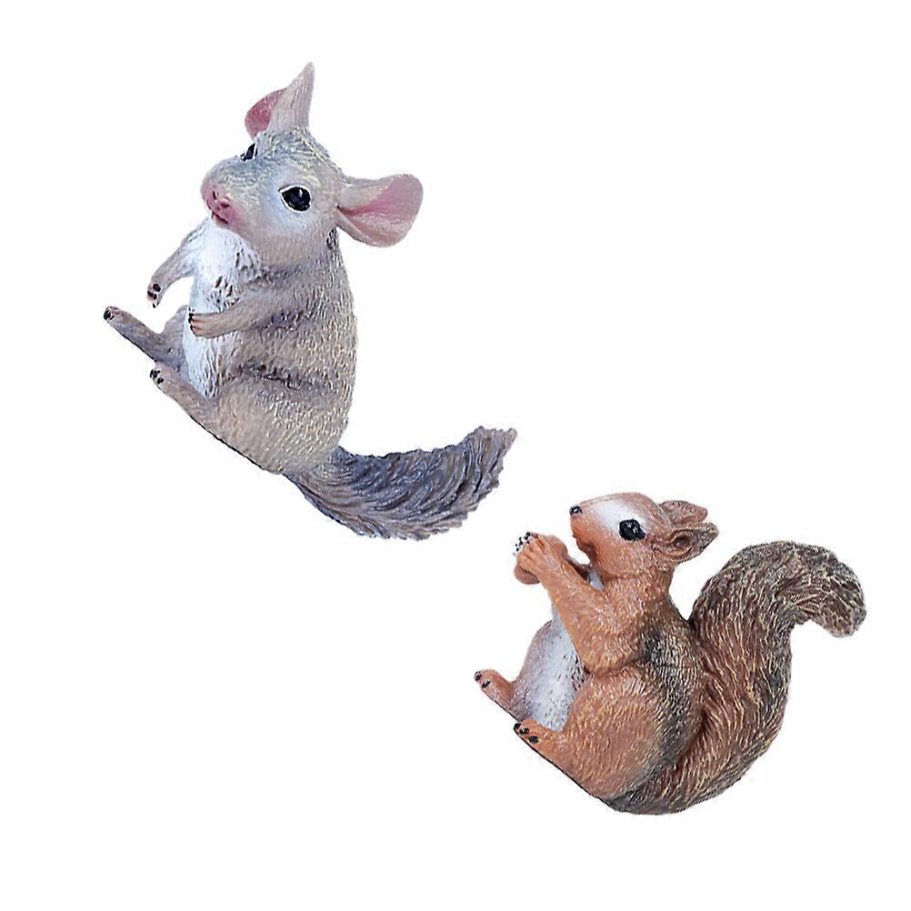 Plastic Squirrel Figure Miniature Animals for Decoration 2Pcs