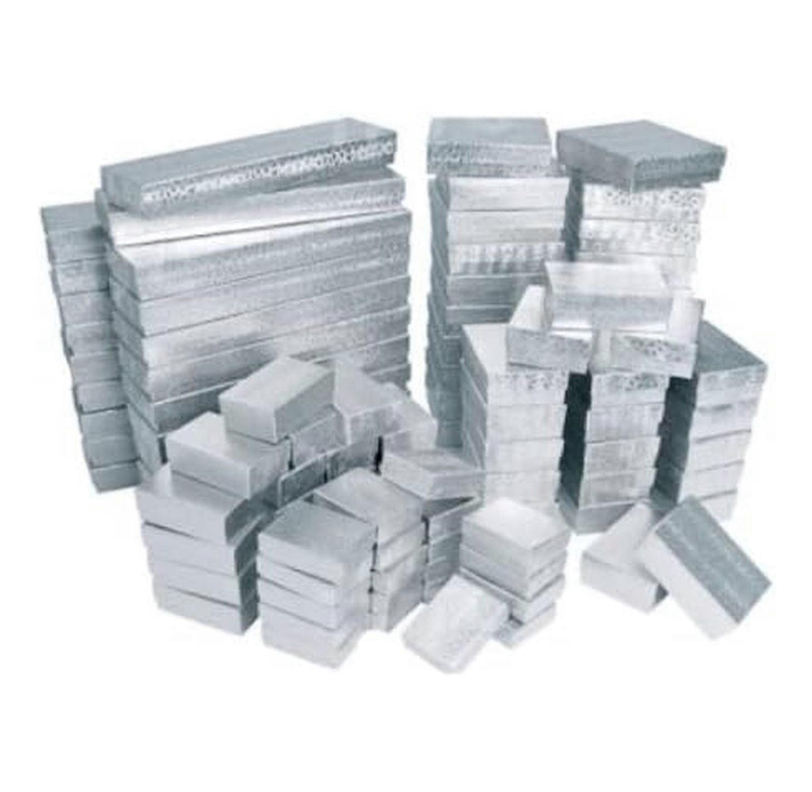 100 Silver Cotton Filled Boxes/ Assorted Sizes 100 Silver Cotton Filled Boxes/ Assorted Sizes