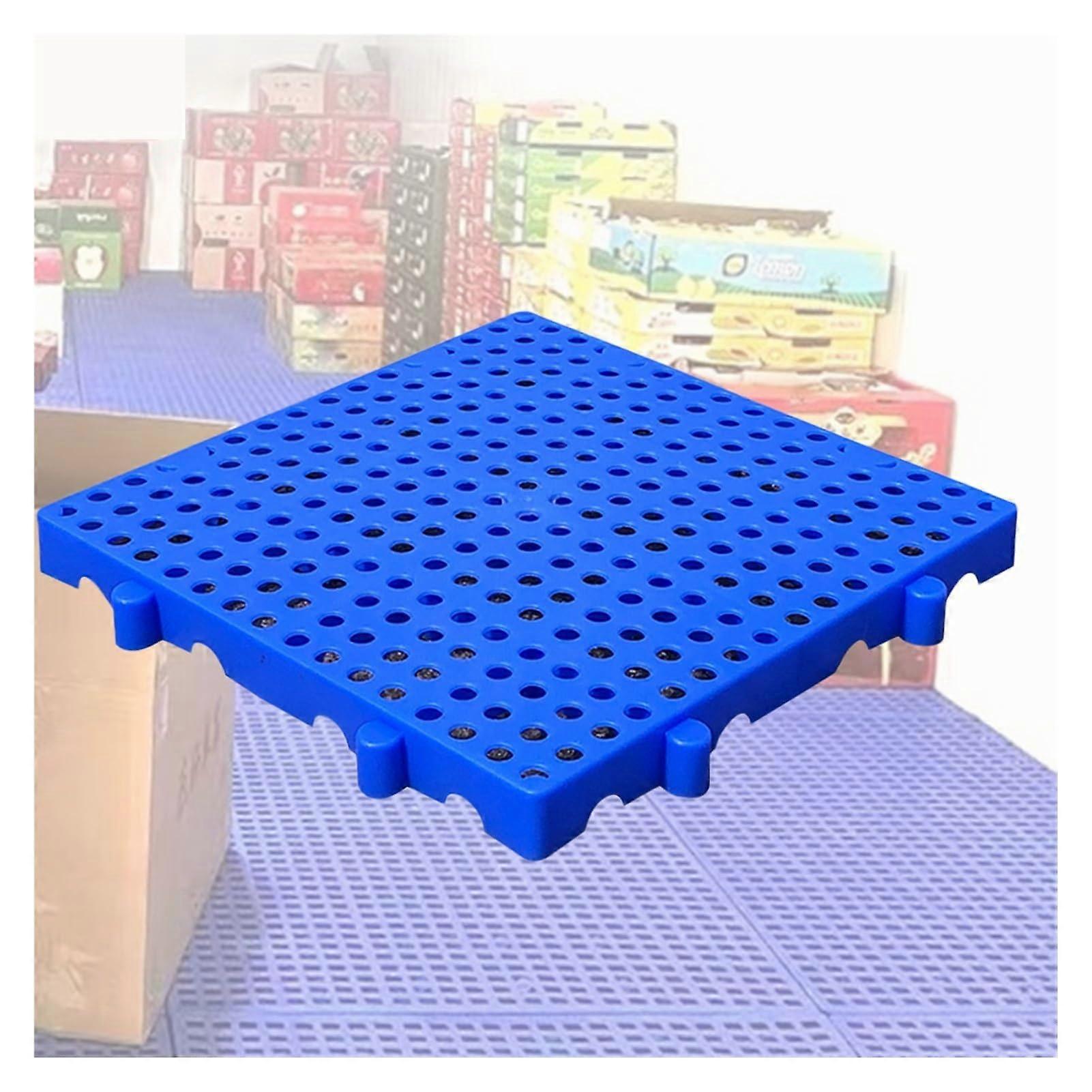 Plastic Pallets Blue HDPE Storage Pad Non Slip Ventilated Stackable Platform 15.7x15.7in 6pcs