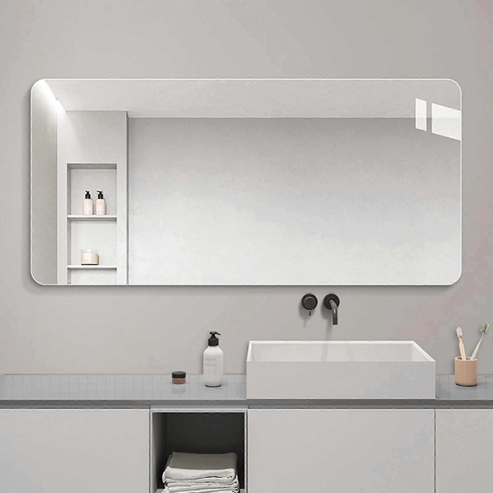 Frameless Bathroom Mirror 60 x 80 cm, Rectangular Wall Mounted Mirror with Rounded Corners, ExplosionProof Safety