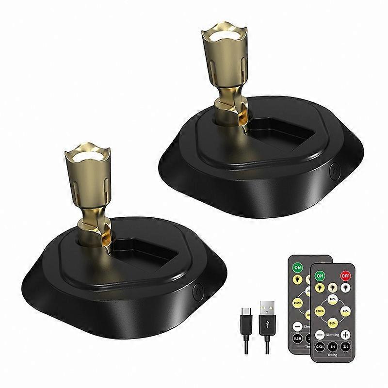 Wireless LED Spotlights, 2 Pack with Remote, Timer Function, and Brightness Control for Indoor Use
