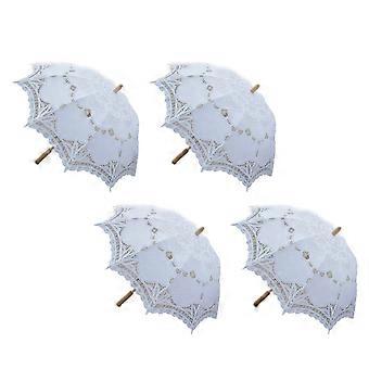 4 Pcs 80cm Victorian Lace Embroidery Wedding Umbrella Bridal Parasol, White