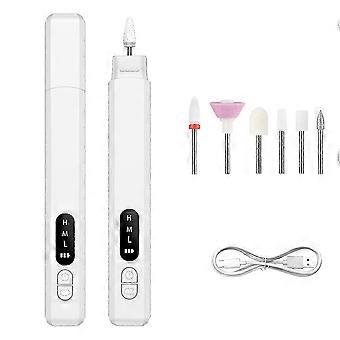 Witte Elektrische Manicure & Pedicure Machine voor Nagelverzorging, Draagbare Schoonheidstool met Meerdere Opzetstukken