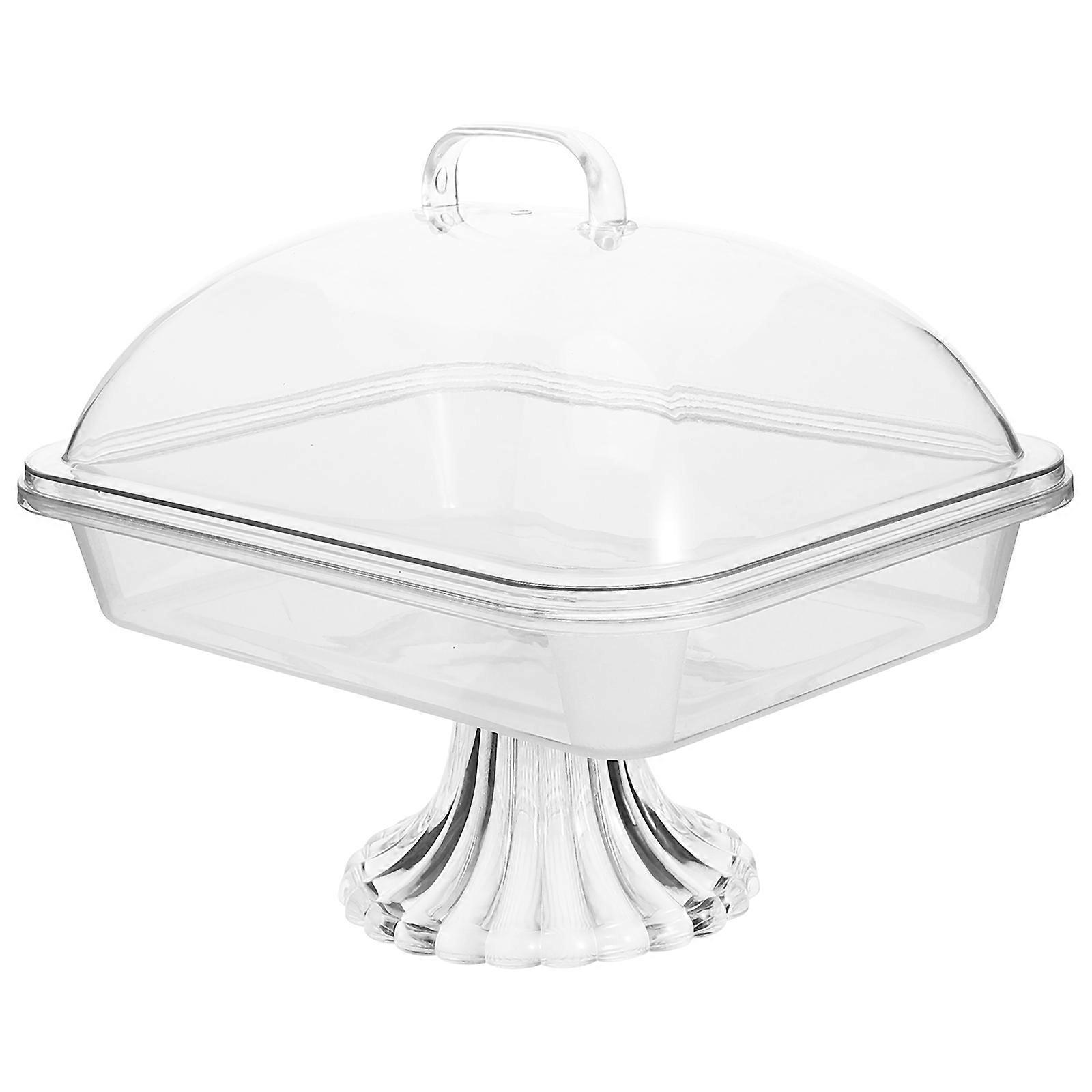 Cake Stand With Dome Food Preservation Display Storage Rectangular High Legs Design 1Set