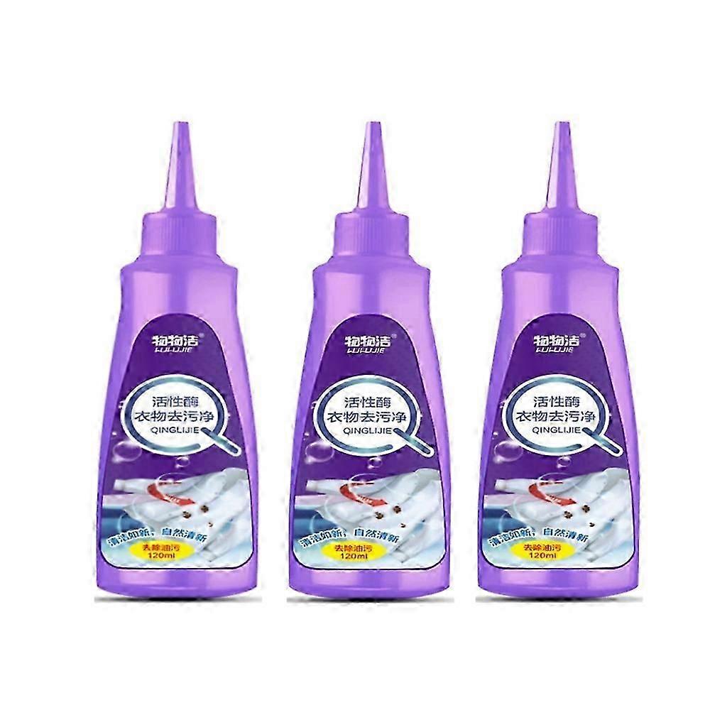 3x Active Enzyme Laundry Flekkfjerner Plagg Sta flekkrenseoljefjernere