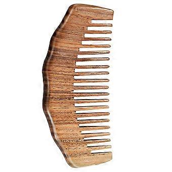 Pente de madeira de sândalo natural com dentes largos, feito à mão, antiestático, para massagem e desembaraço. Ideal para mulheres.