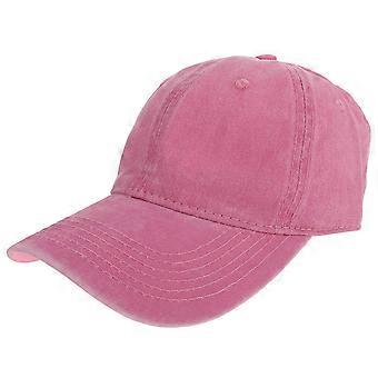 Pink Cotton Baseball Hat for Women Water Washed Adjustable Cap