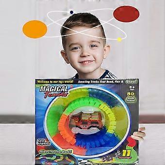 Car and Flexible Track Playset - 80 Piece STEM Building Toy for Kids 3-11, Customizable Race Track Fun!