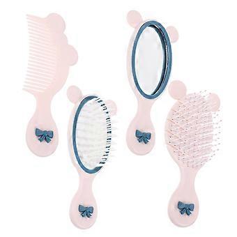 Juego de cepillos de plástico para desenredar el cabello con peine pequeño y espejo (1 juego)