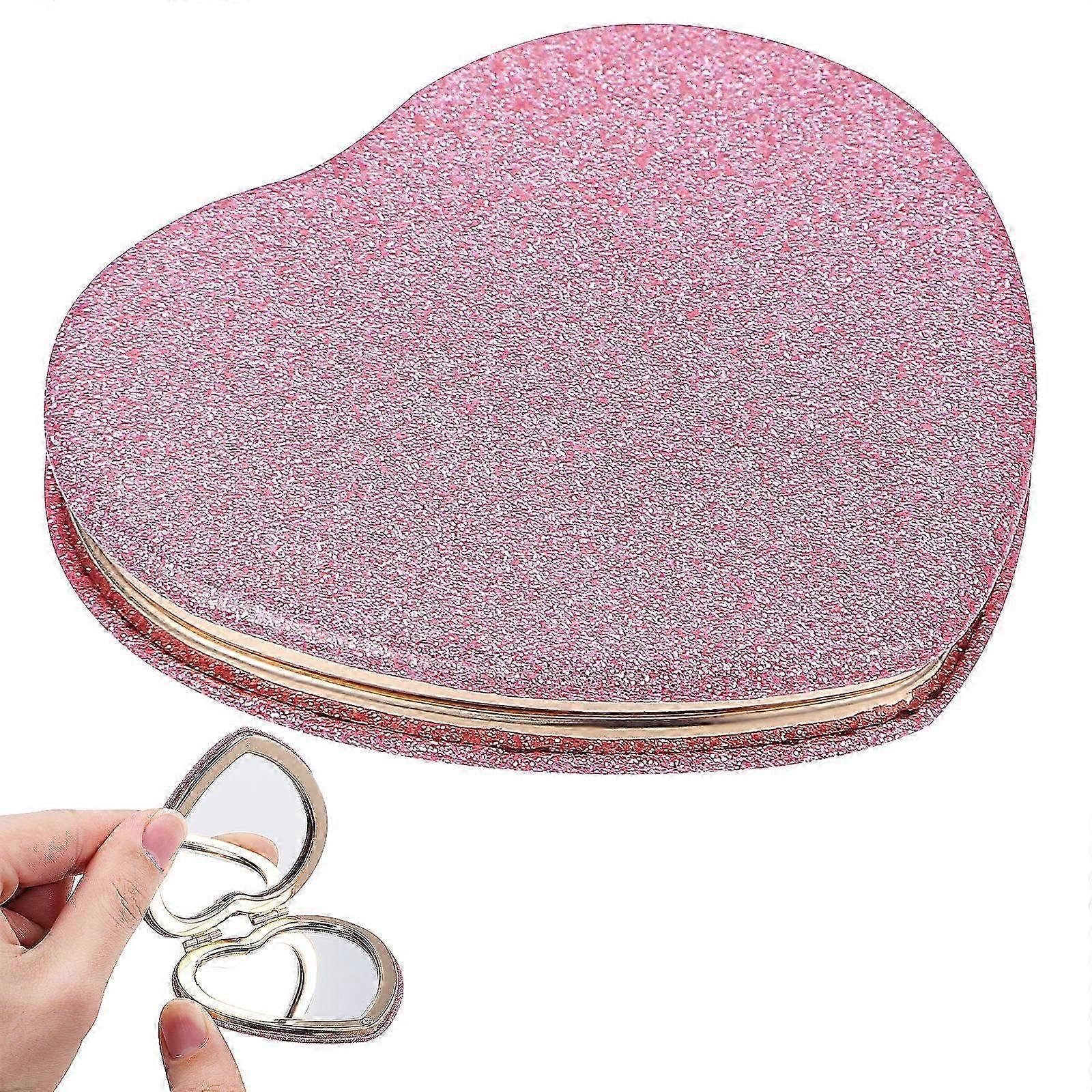 Compact Pink Folding Shaped Makeup Mirror for Makeup Use
