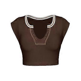 Camiseta ultracurta para o outono, ideal para usar na parte de baixo do look, respirável e feminina.