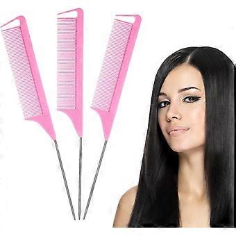 Tail Comb, Rat Tail Hair Comb Anti-static, Heat Resistant, Lightweight, Durable With Anti-skid Paddle And Stainless-steel Pintail For All Hair Types (