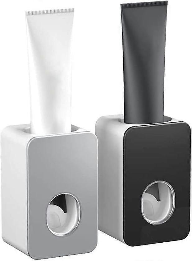 2pcs Bathroom Toothpaste Squeezer, Automatic Wall Mounted Toothpaste Squeezer, Bathroom Toothpaste Dispenser (Black+Grey)