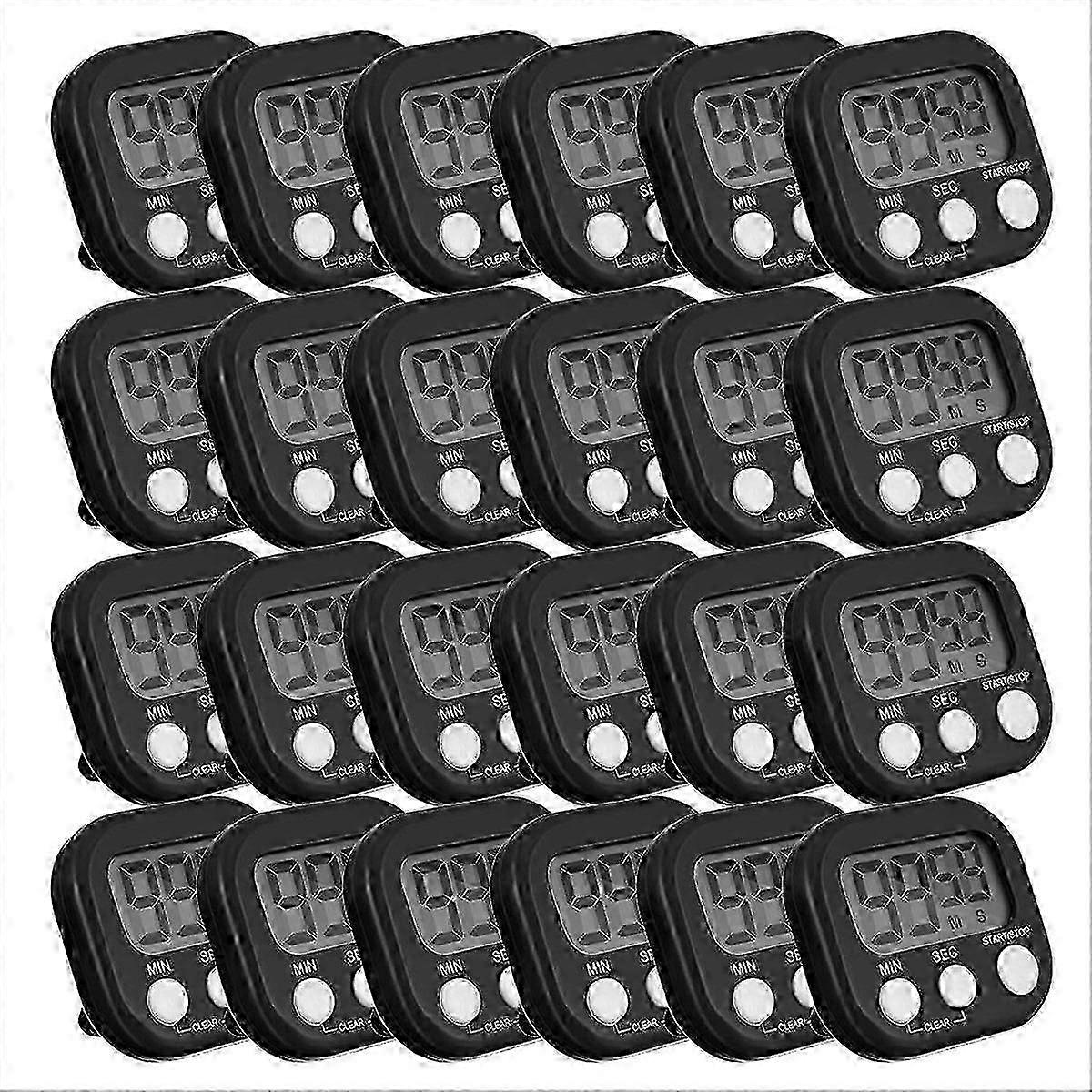 24 Pcs Digital Kitchen Timer Bulk Small Magnetic Timer on/Off Switch Minute compatible Classroom Cooking Baking(Black)