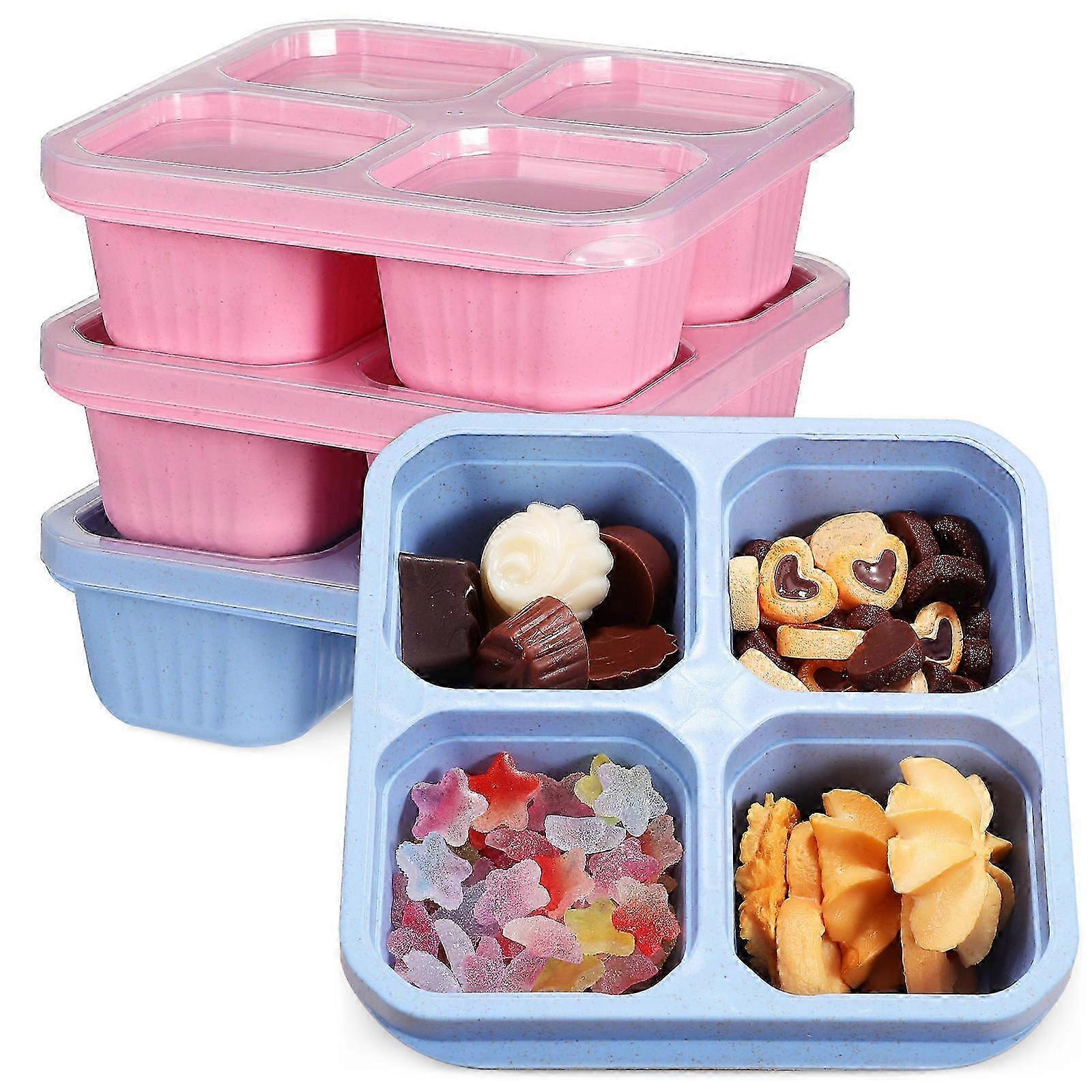 Snack Boxes Four Compartment Snack Container for Kitchen Use 4Pcs