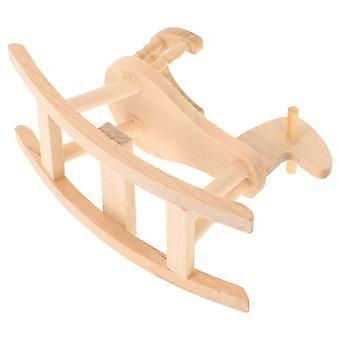 Mini gyngehest i træ til dukkehustilbehør Beige hobbyartikler