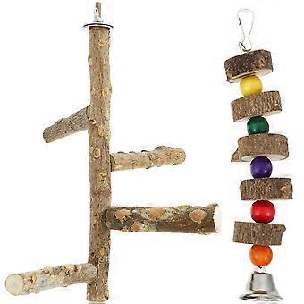 Parrot Perch Wood Pole for Bird Cage 2Pcs Durable Stand Toy