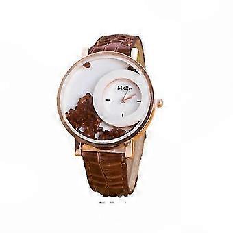 Women's Snake Skin Texture Leather Belt Watch with Crystal Sands Dial