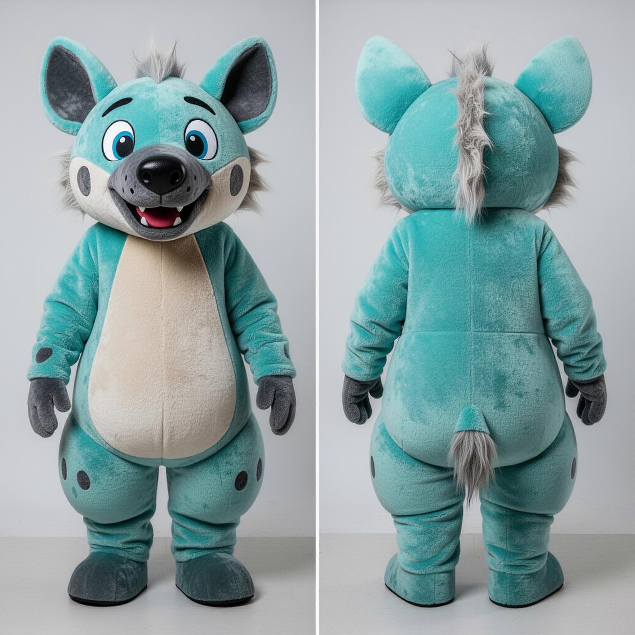 MASTICOT Turquoise Cartoon Hyena Mascot