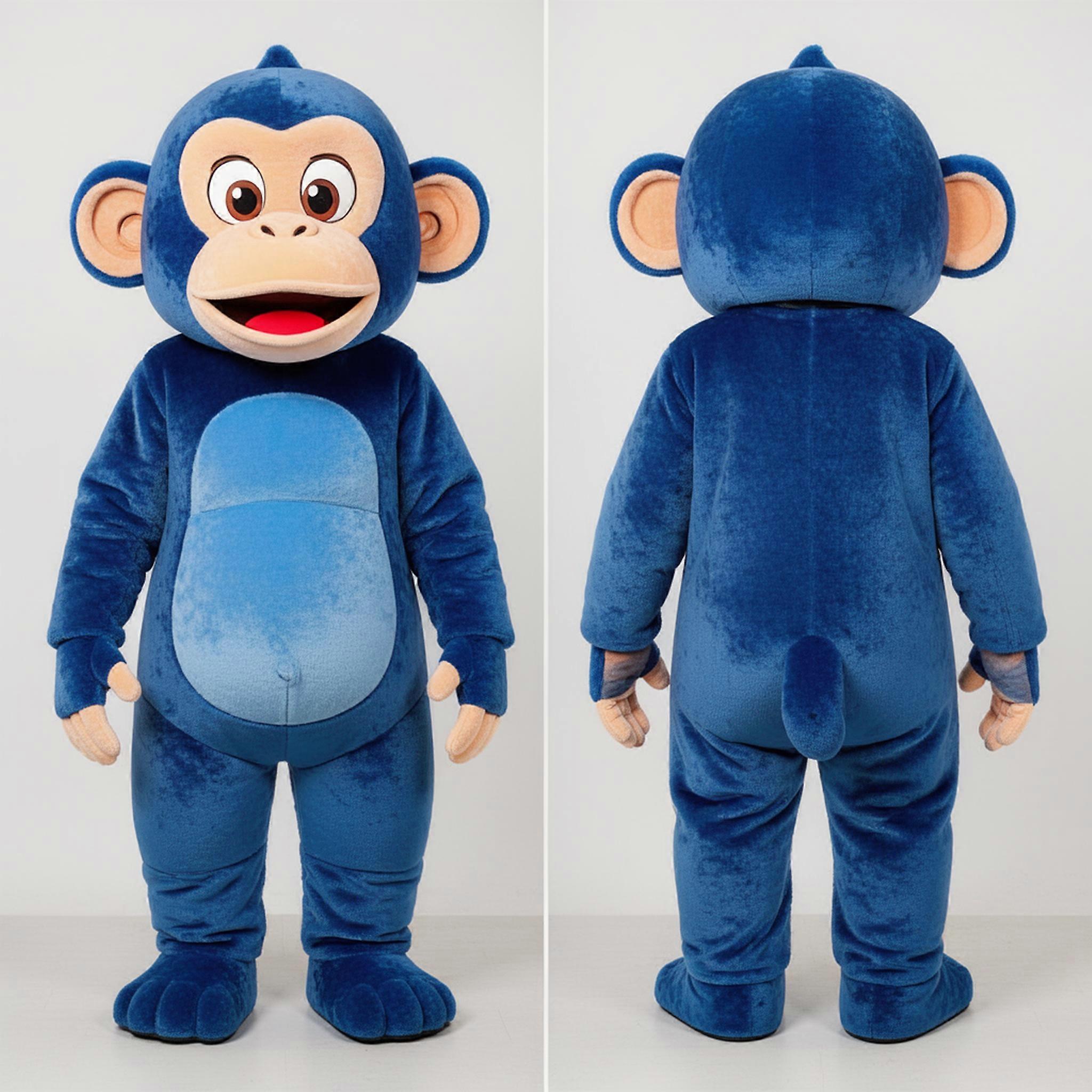 MASTICOT Blue Fluffy Chimpanzee Mascot